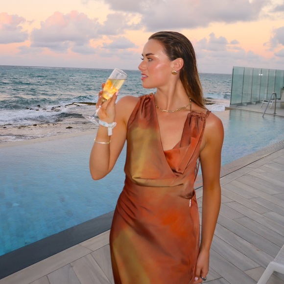 Commense Satin Cowl Neck Dress - Picture 7 of 7